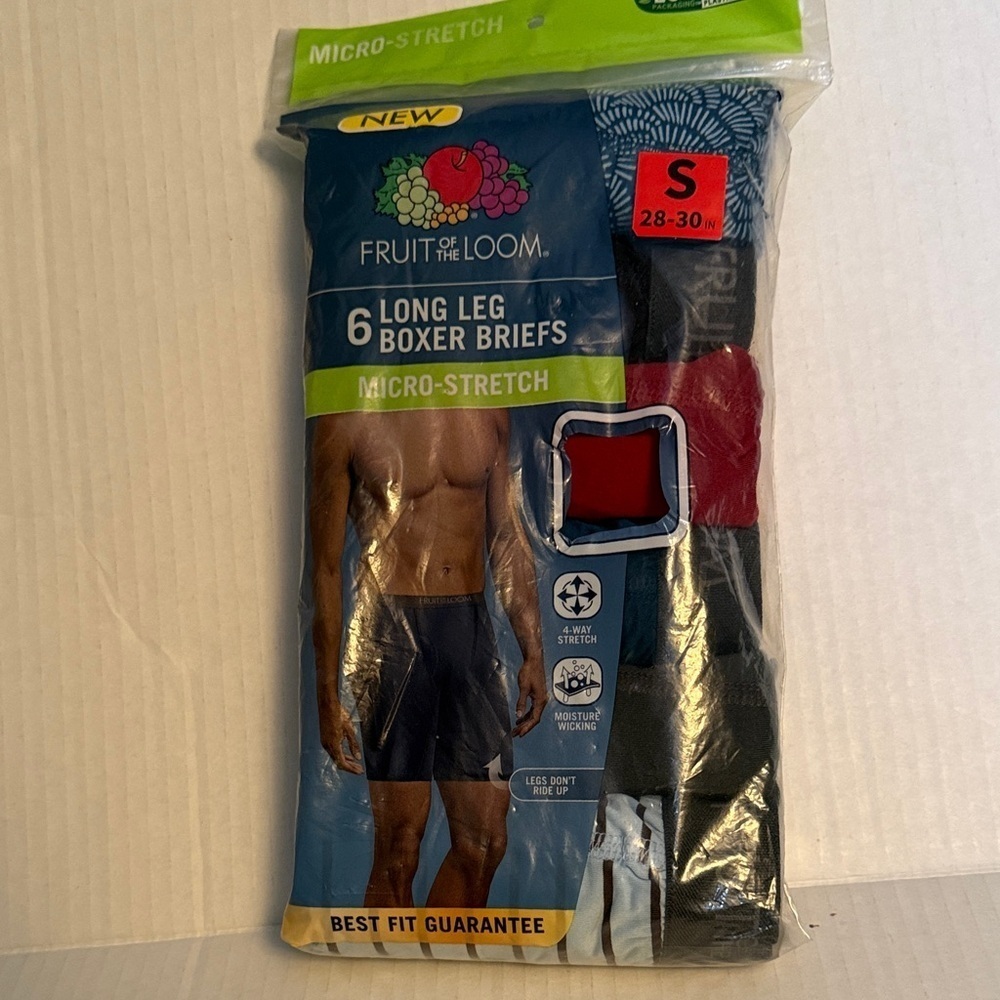 Fruit of the Loom Men's Micro-Stretch Long Leg Boxer Briefs 6-Pack Underwear S